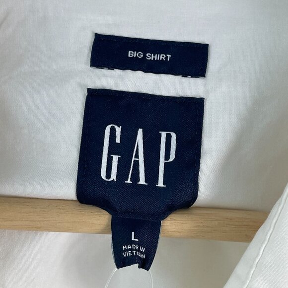 NEW Gap Womens Large White Lace Bib Big Shirt Button Up Long Sleeve Blouse Top - Picture 8 of 16